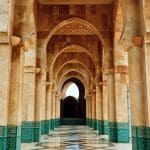 Marble and mosaic archway outside mosque